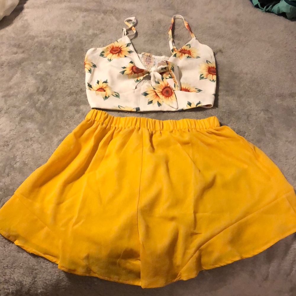Two piece shorts and cropped tank